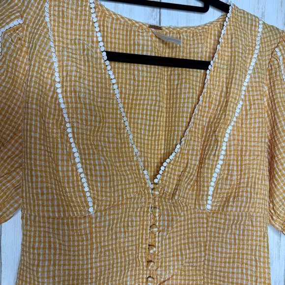 Free People Small Golden Gingham Blouse - Picture 4 of 7